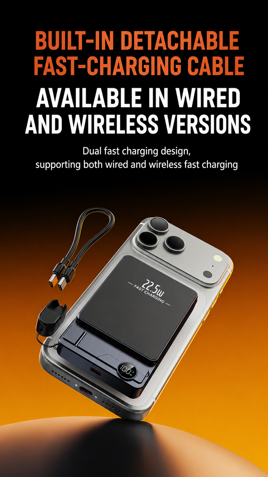 Detachable built-in cable