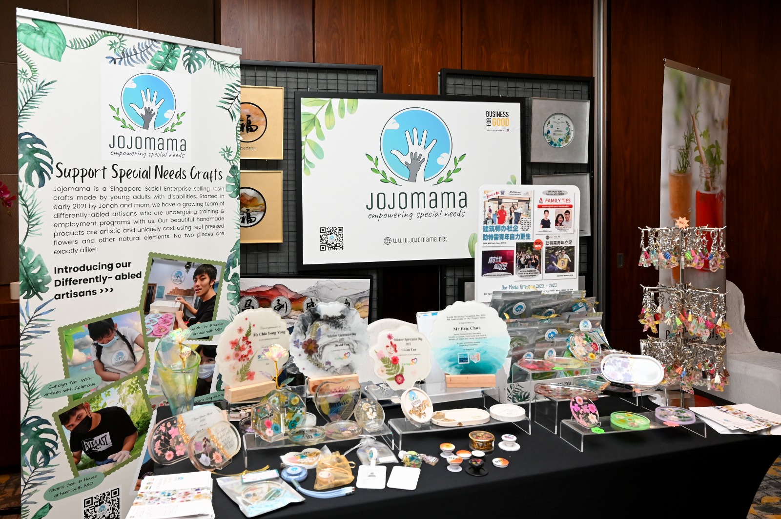 Exhibition hall with branded display booths