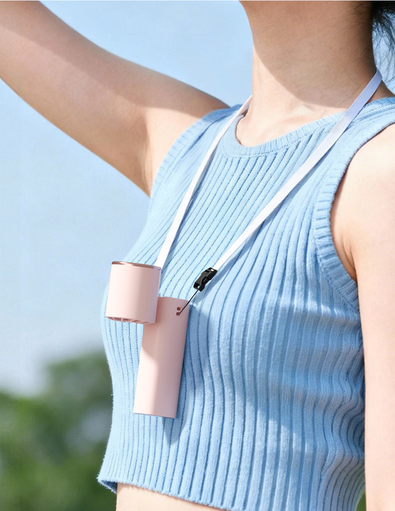 Fan worn with neck lanyard