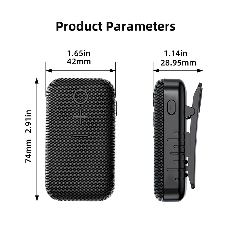 Collar Clip Speaker product specifications and dimensions