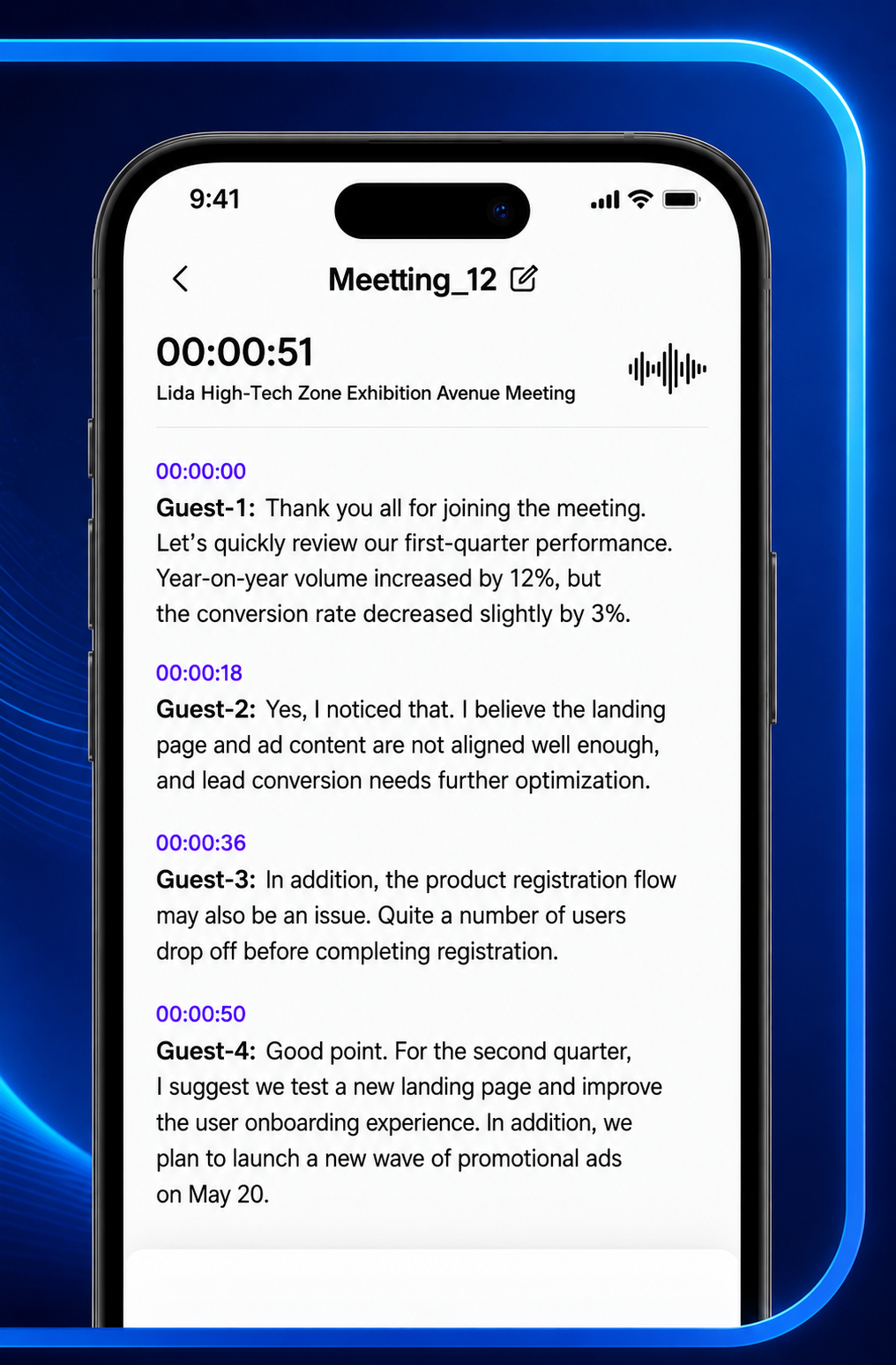 Meeting companion recording and transcription feature